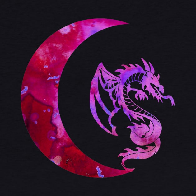 Purple Crescent Moon and Dragon by ZeichenbloQ